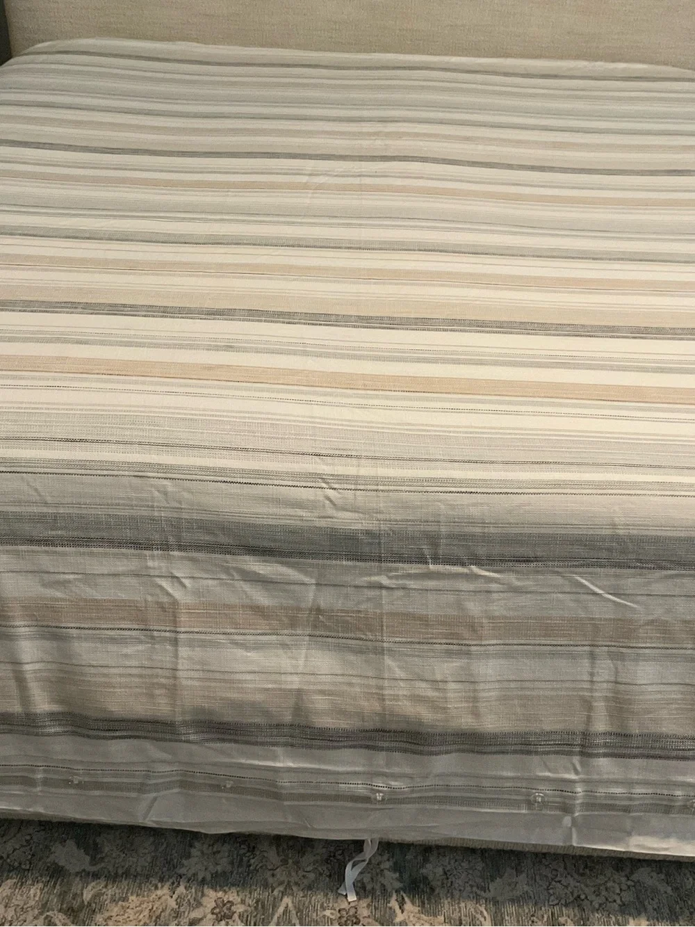 Pottery Barn Striped Bed Sheet in Cream, Gray, and Tan
